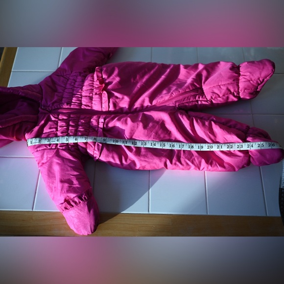 Rothschild 12M Infant Girls Snowsuit In Vibrant Pink with Floral Embossed Design - Picture 13 of 15